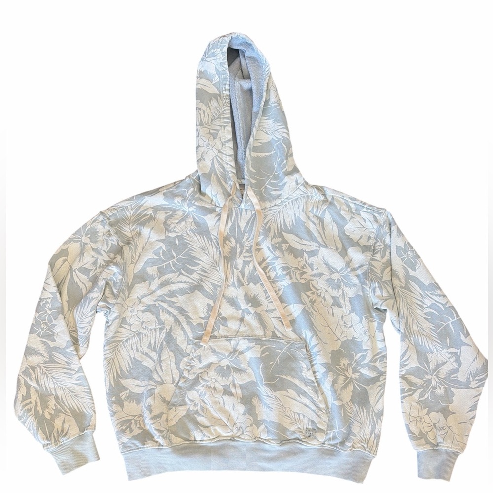 Billabong Light Blue and Off-White Floral Hoodie